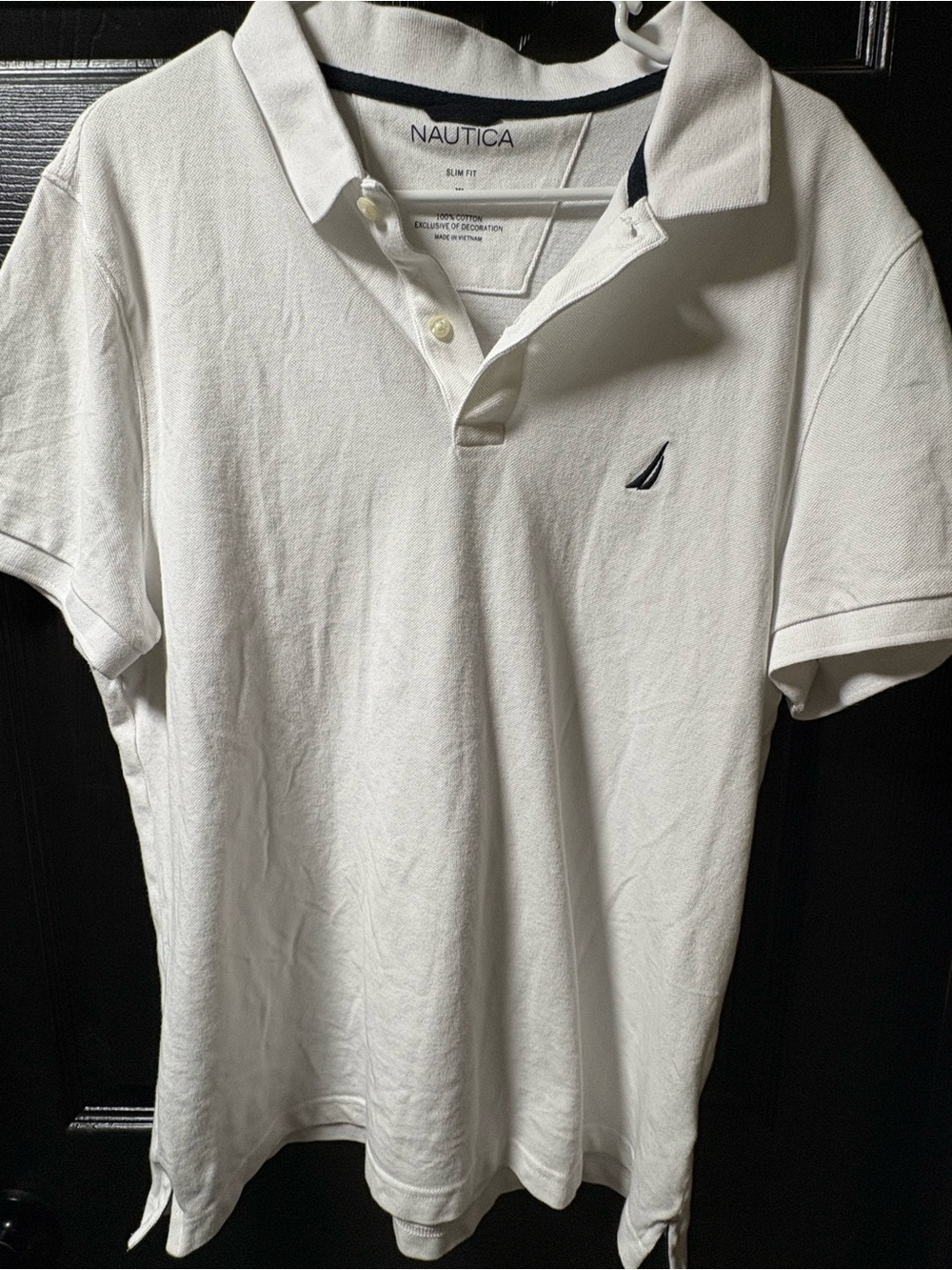 Nautica Men’s White Polo with Navy Sail Logo